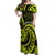 Lime Green New Zealand Mangopare Off Shoulder Maxi Dress Aotearoa Maori Koru Style LT14 Women Lime Green - Polynesian Pride