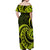 Lime Green New Zealand Mangopare Off Shoulder Maxi Dress Aotearoa Maori Koru Style LT14 - Polynesian Pride