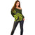 Lime Green New Zealand Mangopare Off Shoulder Sweater Aotearoa Maori Koru Style LT14 - Polynesian Pride