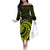 Lime Green New Zealand Mangopare Off The Shoulder Long Sleeve Dress Aotearoa Maori Koru Style LT14 Women Lime Green - Polynesian Pride