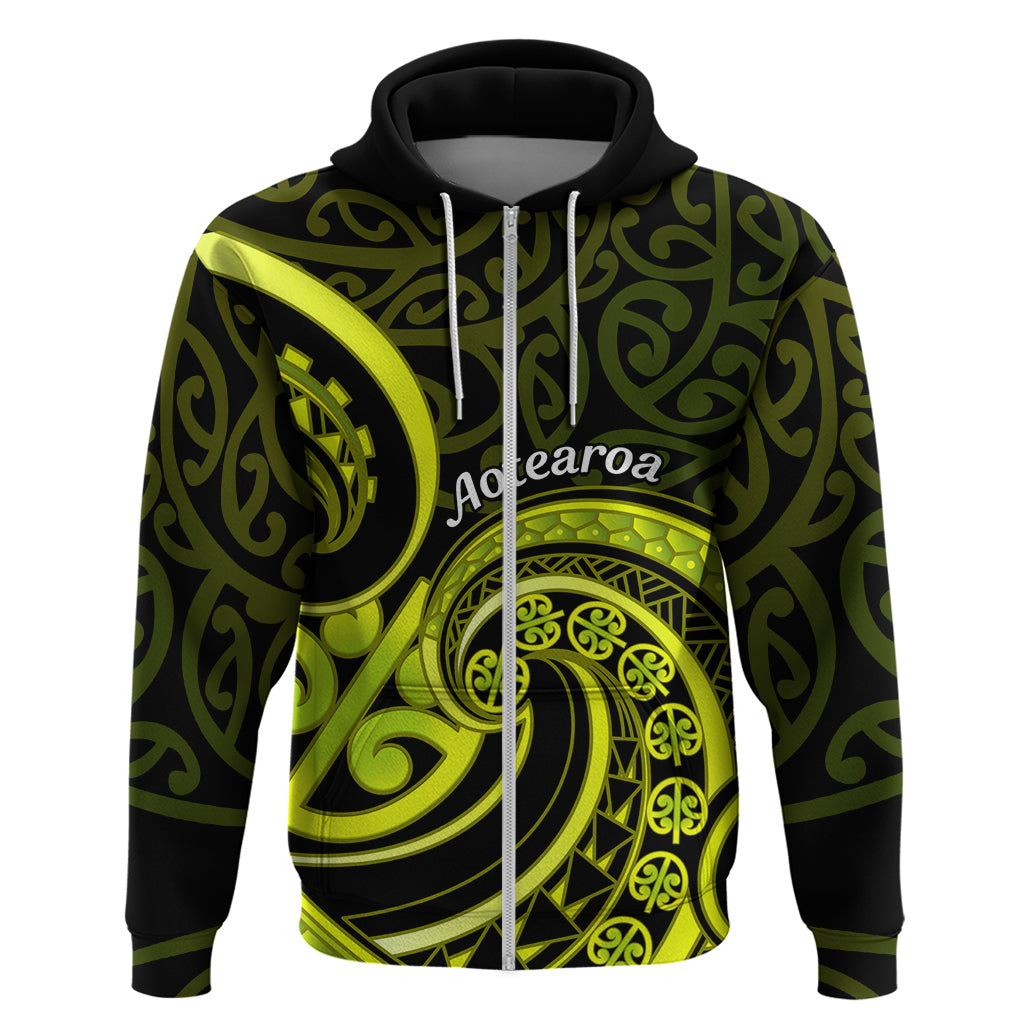 Lime Green New Zealand Mangopare Zip Hoodie Aotearoa Maori Koru Style LT14 Zip Hoodie Lime Green - Polynesian Pride