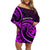 Purple Aotearoa Mangopare Family Matching Off Shoulder Short Dress and Hawaiian Shirt NZ Maori Koru Style LT14 Mom's Dress Purple - Polynesian Pride