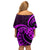 Purple Aotearoa Mangopare Family Matching Off Shoulder Short Dress and Hawaiian Shirt NZ Maori Koru Style LT14 - Polynesian Pride