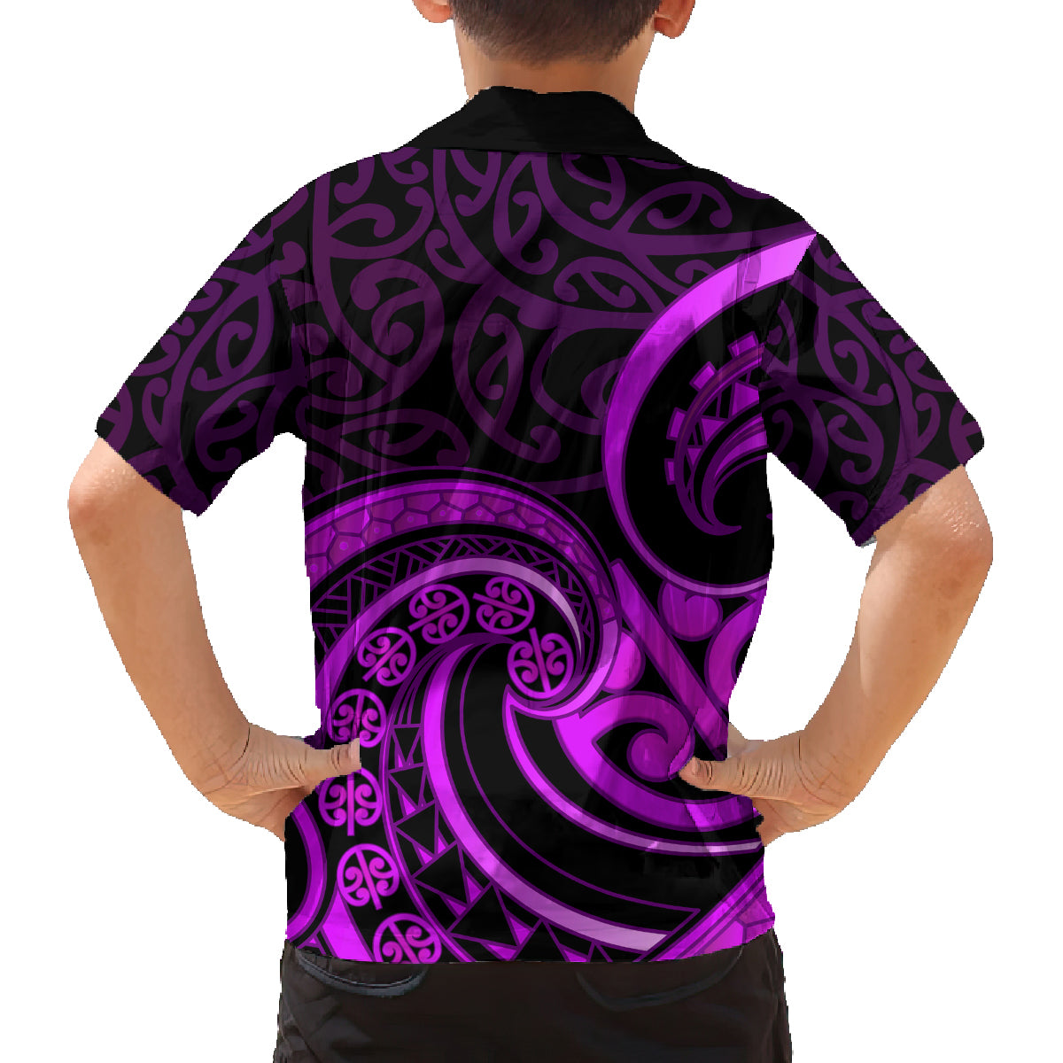 Purple Aotearoa Mangopare Family Matching Summer Maxi Dress and Hawaiian Shirt NZ Maori Koru Style LT14 - Polynesian Pride