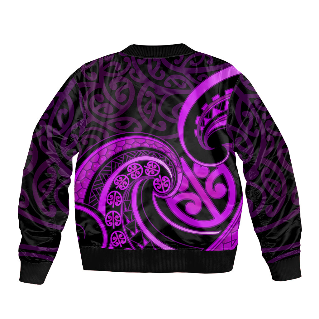 Purple Aotearoa Mangopare Sleeve Zip Bomber Jacket NZ Maori Koru Style LT14 - Polynesian Pride