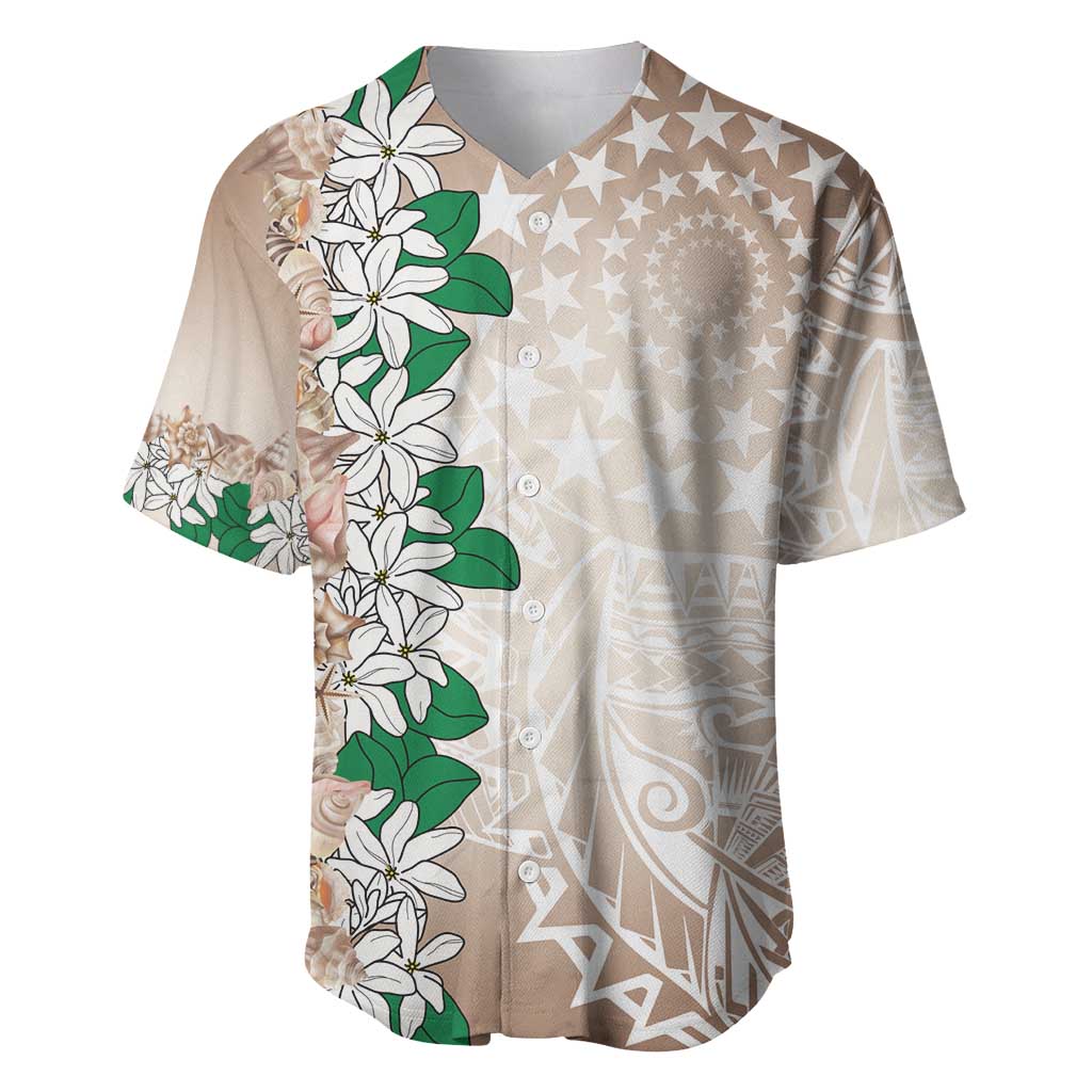 Cook Islands Tiare Maori With Conch Shell Baseball Jersey 2025 Pasifika Polynesian Tattoo