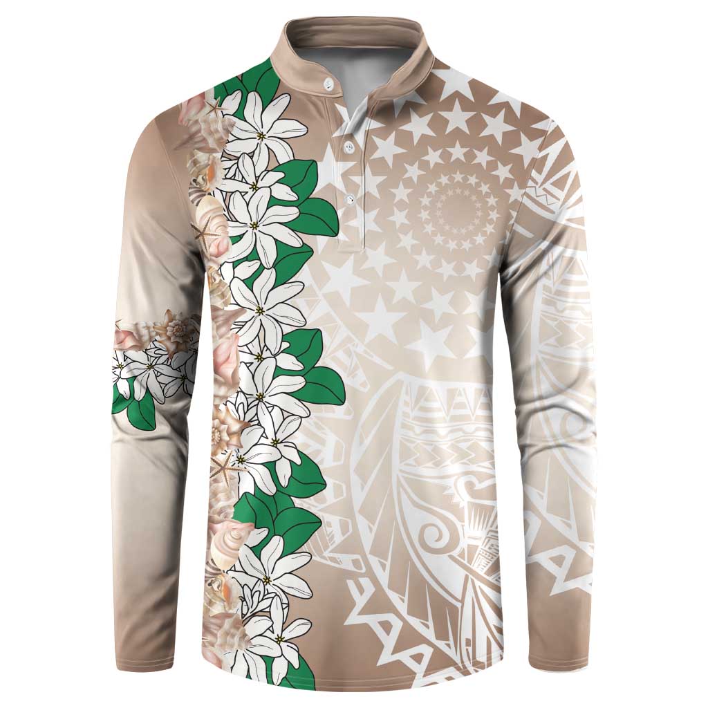 Cook Islands Tiare Maori With Conch Shell Button Sweatshirt 2025 Pasifika Polynesian Tattoo LT14 Brown - Polynesian Pride