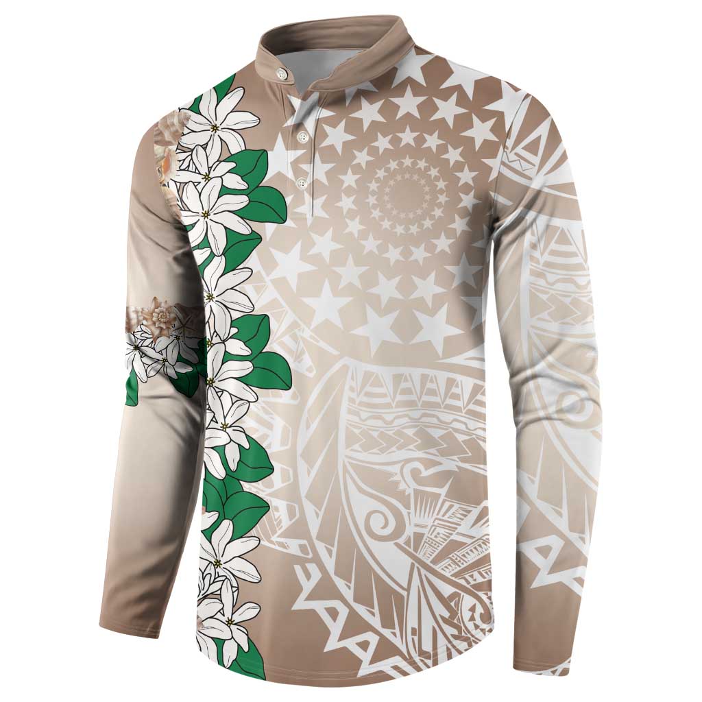 Cook Islands Tiare Maori With Conch Shell Button Sweatshirt 2025 Pasifika Polynesian Tattoo LT14 - Polynesian Pride