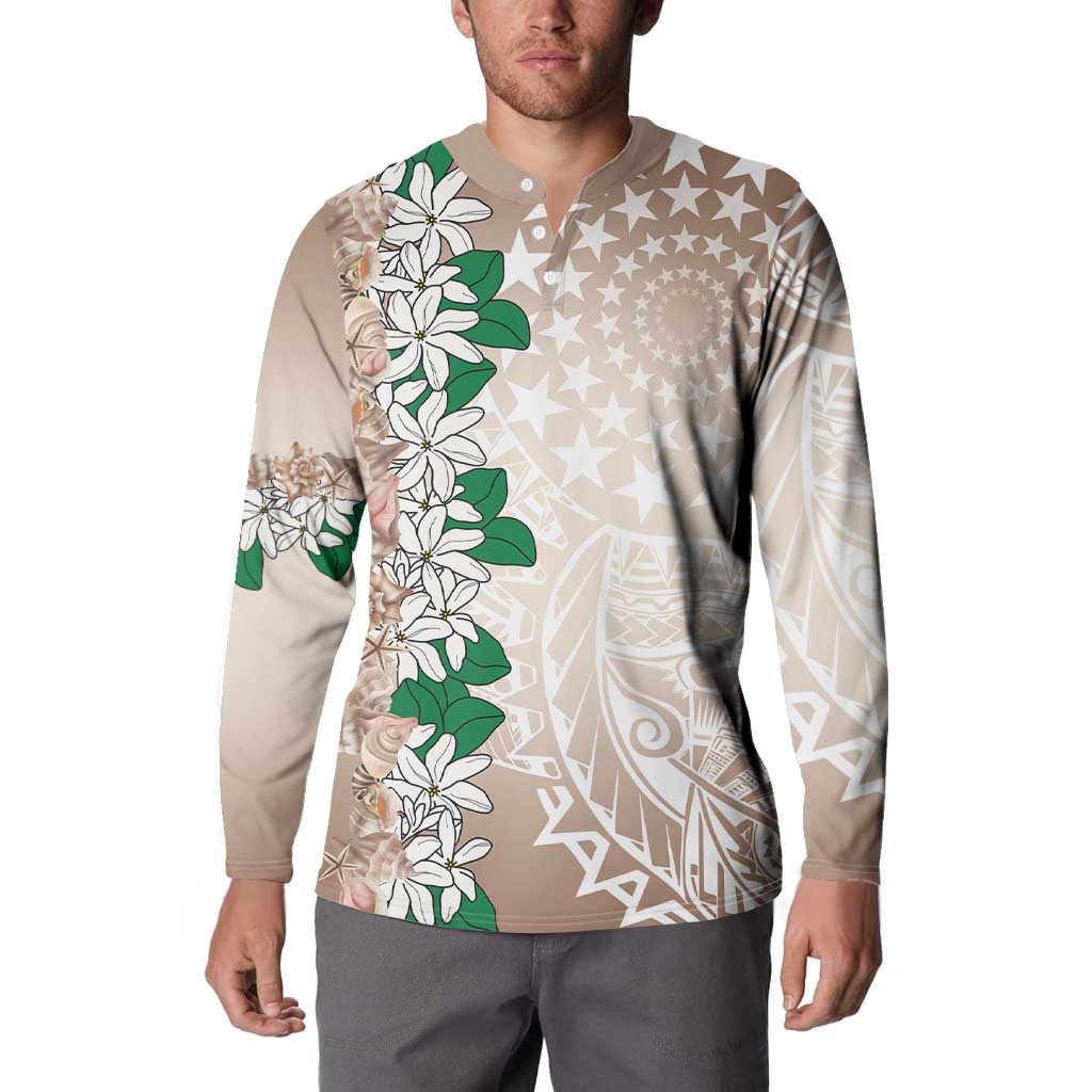 Cook Islands Tiare Maori With Conch Shell Button Sweatshirt 2025 Pasifika Polynesian Tattoo LT14 - Polynesian Pride