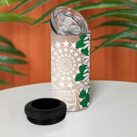 Cook Islands Tiare Maori With Conch Shell 4 in 1 Can Cooler Tumbler 2025 Pasifika Polynesian Tattoo LT14 - Polynesian Pride