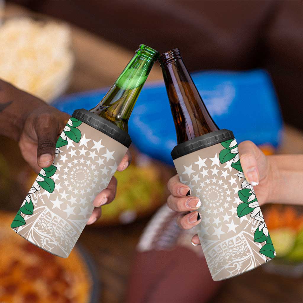Cook Islands Tiare Maori With Conch Shell 4 in 1 Can Cooler Tumbler 2025 Pasifika Polynesian Tattoo LT14 - Polynesian Pride