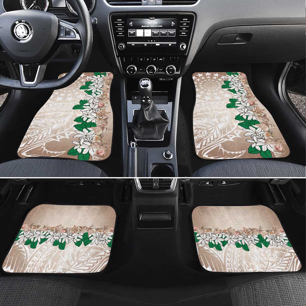 Cook Islands Tiare Maori With Conch Shell Car Mats 2025 Pasifika Polynesian Tattoo LT14 Set 4pcs Brown - Polynesian Pride
