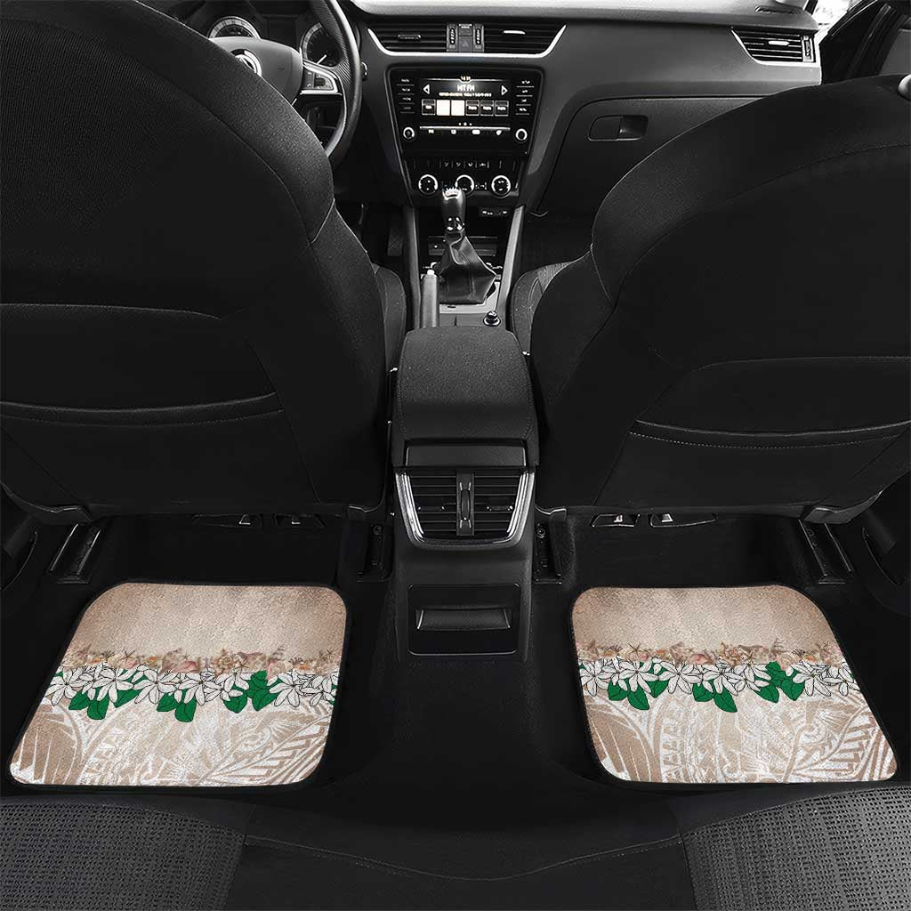 Cook Islands Tiare Maori With Conch Shell Car Mats 2025 Pasifika Polynesian Tattoo LT14 Set 2pcs - Back Brown - Polynesian Pride
