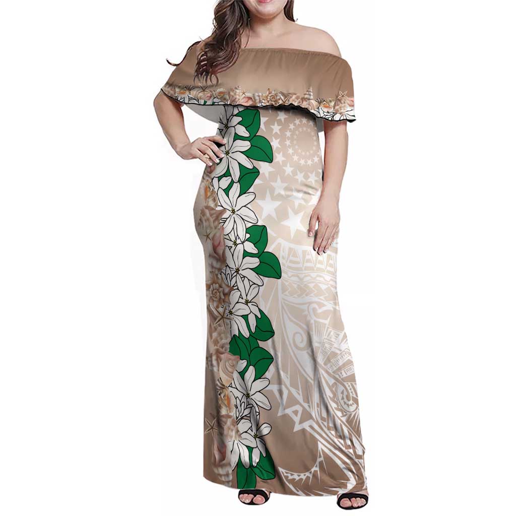 Cook Islands Tiare Maori With Conch Shell Family Matching Off Shoulder Maxi Dress and Hawaiian Shirt 2025 Pasifika Polynesian Tattoo