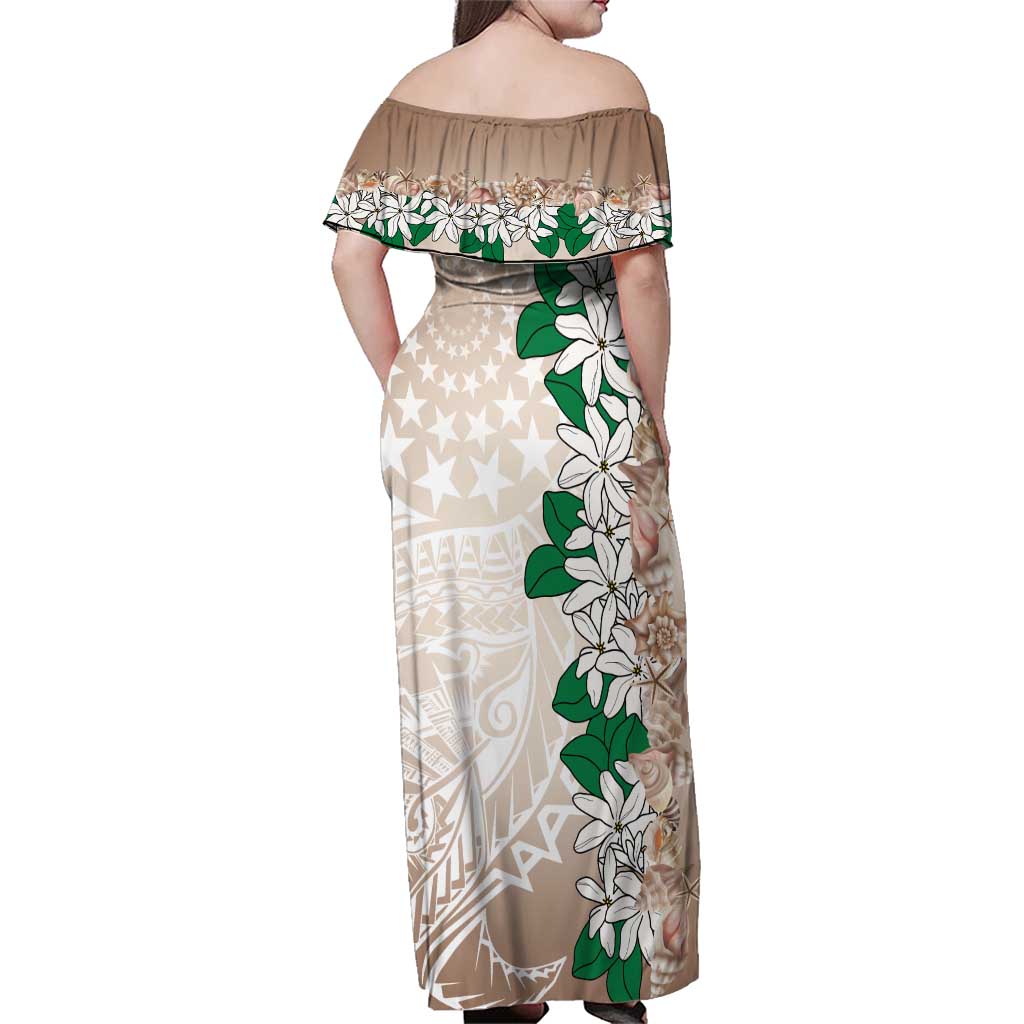 Cook Islands Tiare Maori With Conch Shell Family Matching Off Shoulder Maxi Dress and Hawaiian Shirt 2025 Pasifika Polynesian Tattoo