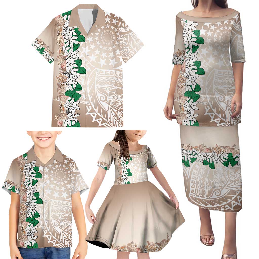 Cook Islands Tiare Maori With Conch Shell Family Matching Puletasi and Hawaiian Shirt 2025 Pasifika Polynesian Tattoo