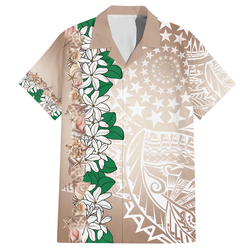 Cook Islands Tiare Maori With Conch Shell Hawaiian Shirt 2025 Pasifika Polynesian Tattoo LT14 Brown - Polynesian Pride
