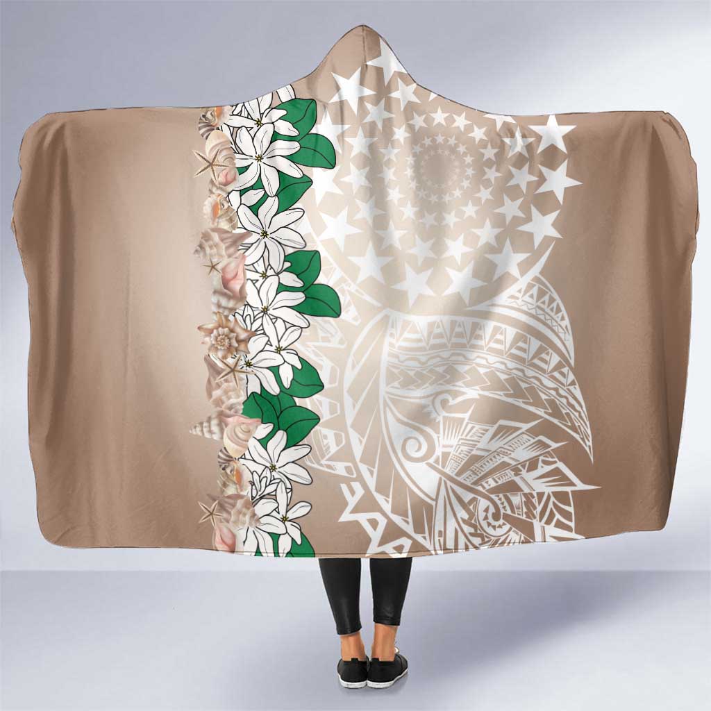 Cook Islands Tiare Maori With Conch Shell Hooded Blanket 2025 Pasifika Polynesian Tattoo LT14 One Size Brown - Polynesian Pride