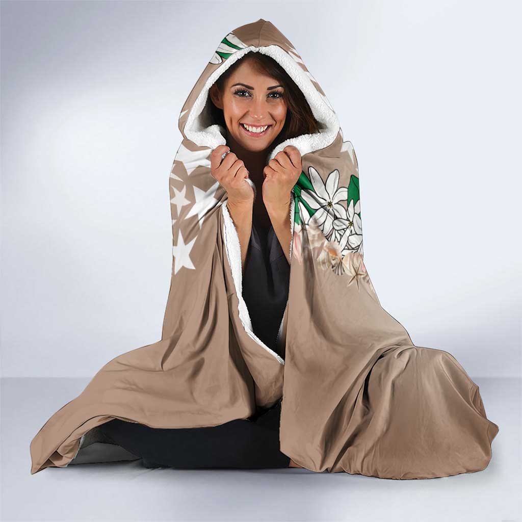 Cook Islands Tiare Maori With Conch Shell Hooded Blanket 2025 Pasifika Polynesian Tattoo LT14 - Polynesian Pride