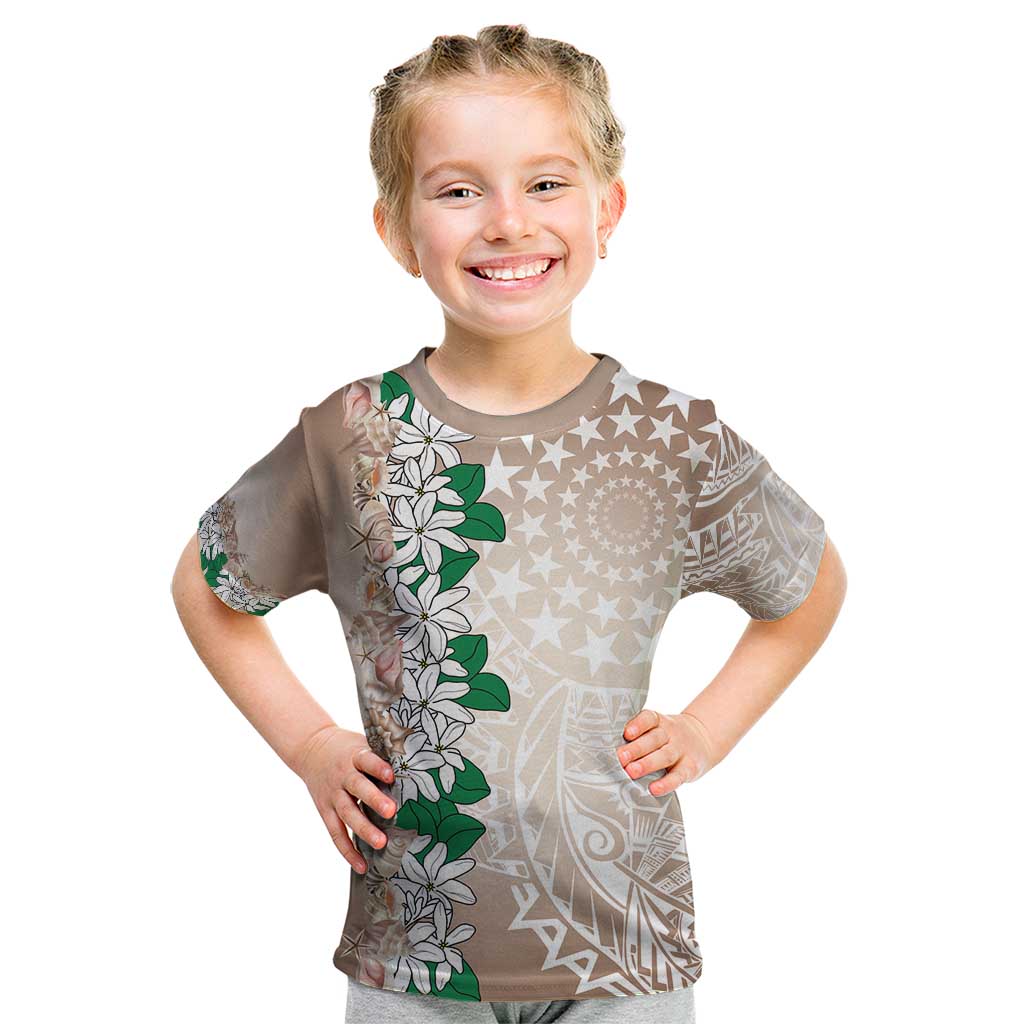 Cook Islands Tiare Maori With Conch Shell Kid T Shirt 2025 Pasifika Polynesian Tattoo