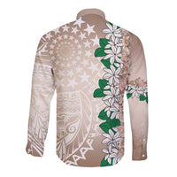 Cook Islands Tiare Maori With Conch Shell Long Sleeve Button Shirt 2025 Pasifika Polynesian Tattoo LT14 - Polynesian Pride