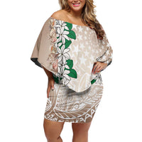 Cook Islands Tiare Maori With Conch Shell Off Shoulder Short Dress 2025 Pasifika Polynesian Tattoo LT14 Women Brown - Polynesian Pride