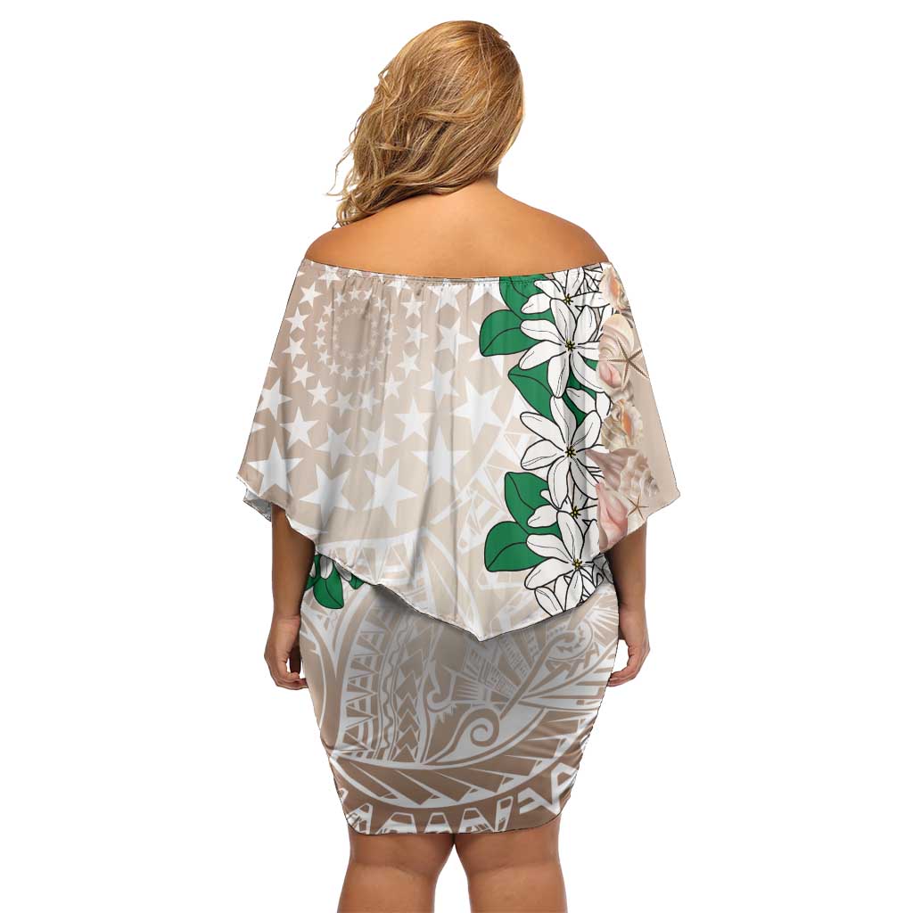 Cook Islands Tiare Maori With Conch Shell Off Shoulder Short Dress 2025 Pasifika Polynesian Tattoo LT14 - Polynesian Pride