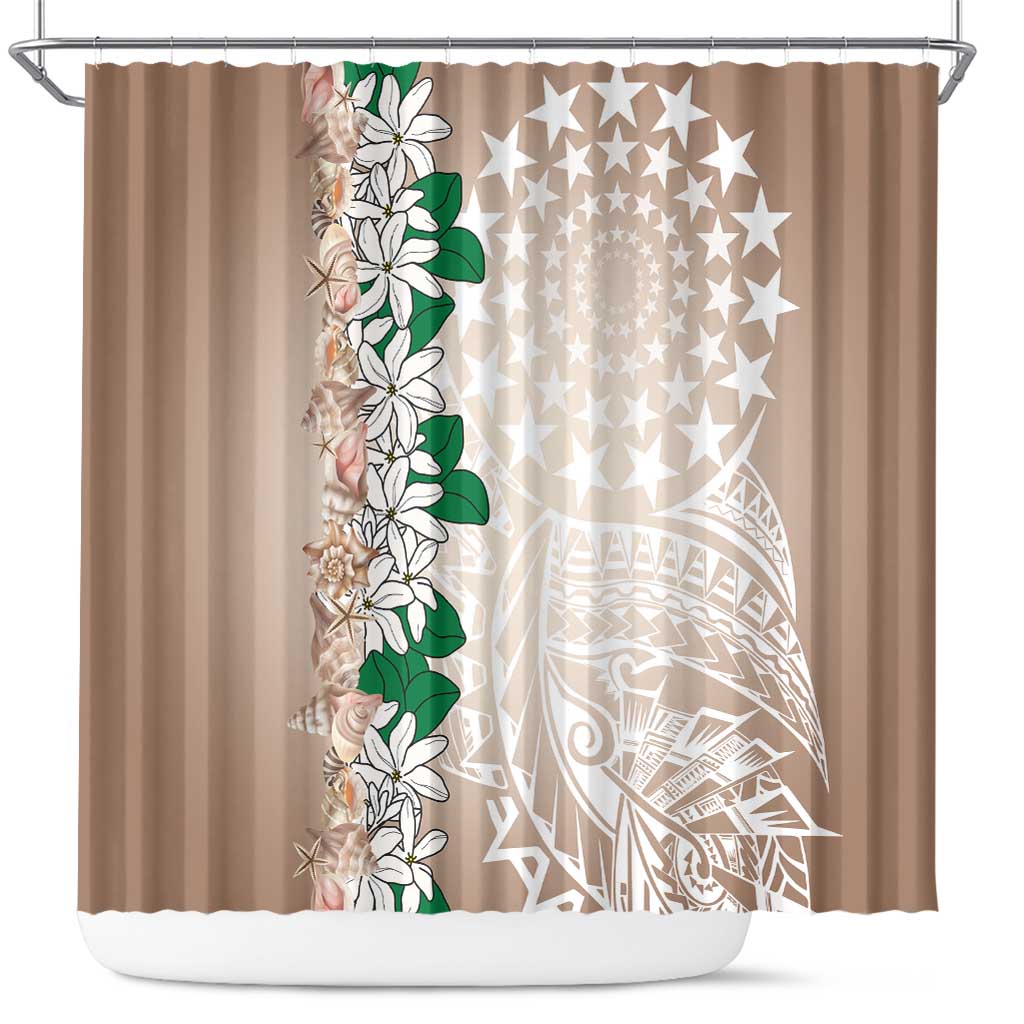 Cook Islands Tiare Maori With Conch Shell Shower Curtain 2025 Pasifika Polynesian Tattoo