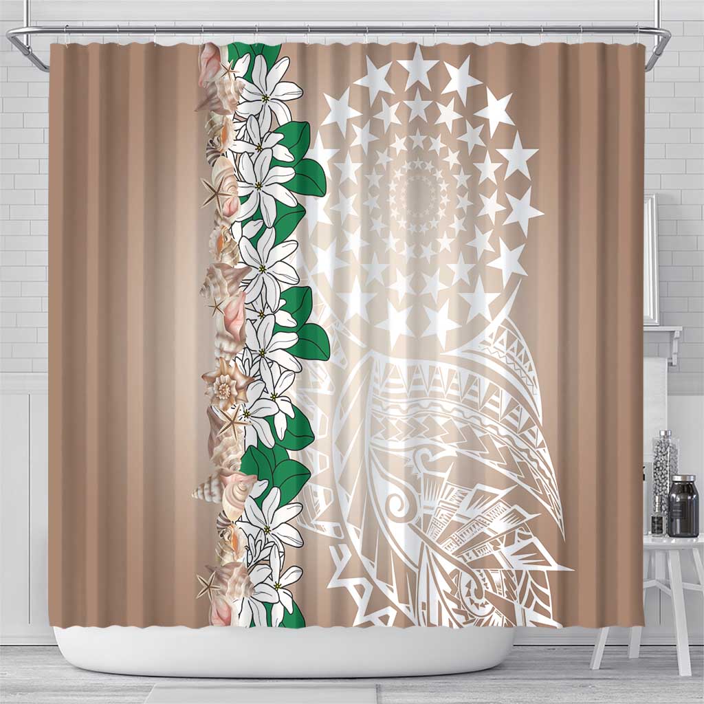 Cook Islands Tiare Maori With Conch Shell Shower Curtain 2025 Pasifika Polynesian Tattoo