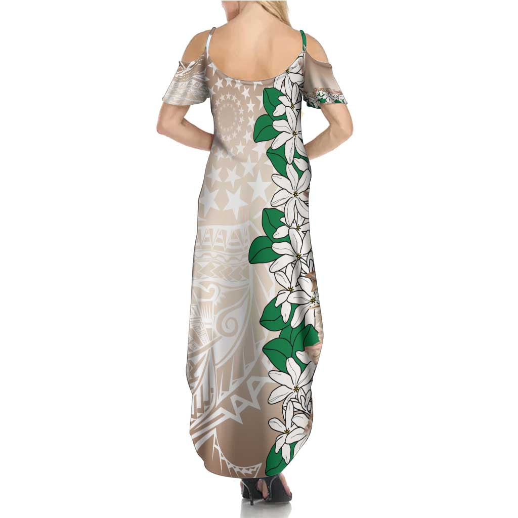 Cook Islands Tiare Maori With Conch Shell Summer Maxi Dress 2025 Pasifika Polynesian Tattoo LT14 - Polynesian Pride