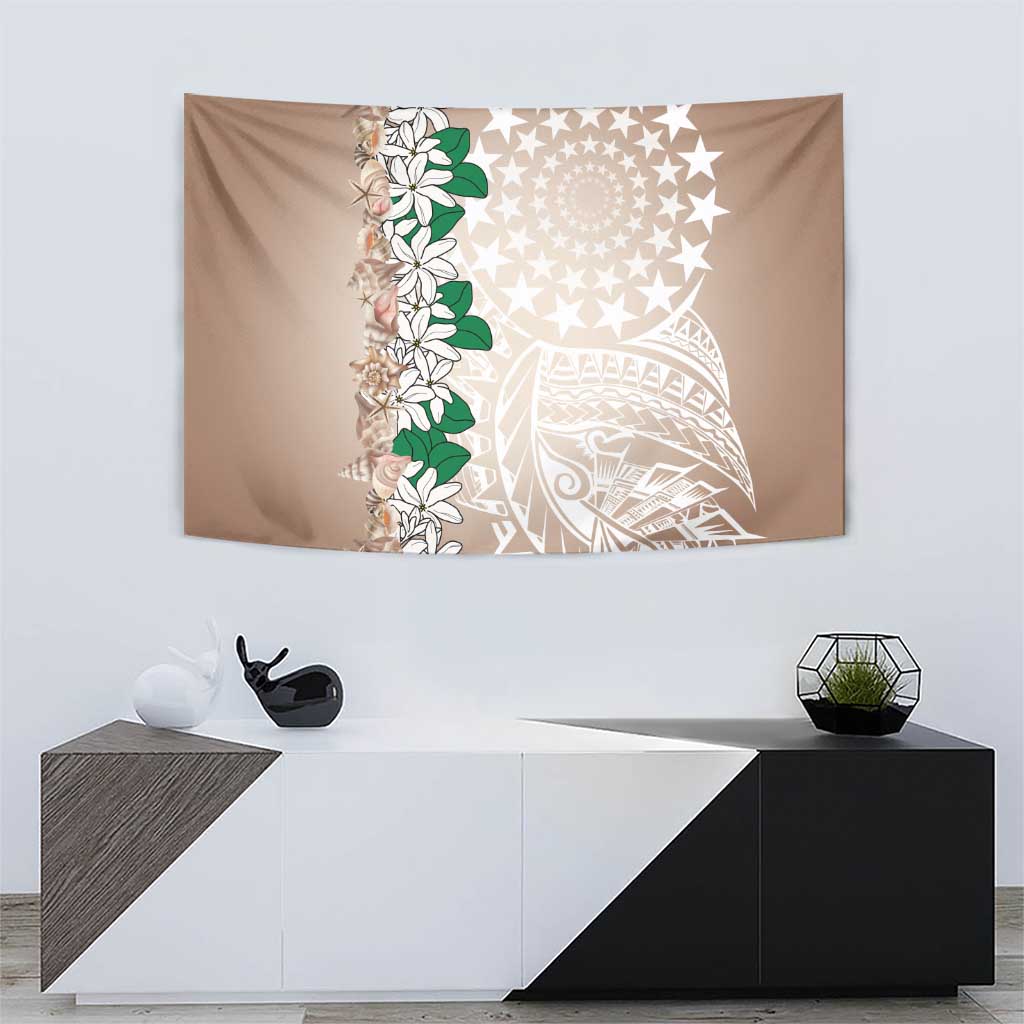 Cook Islands Tiare Maori With Conch Shell Tapestry 2025 Pasifika Polynesian Tattoo