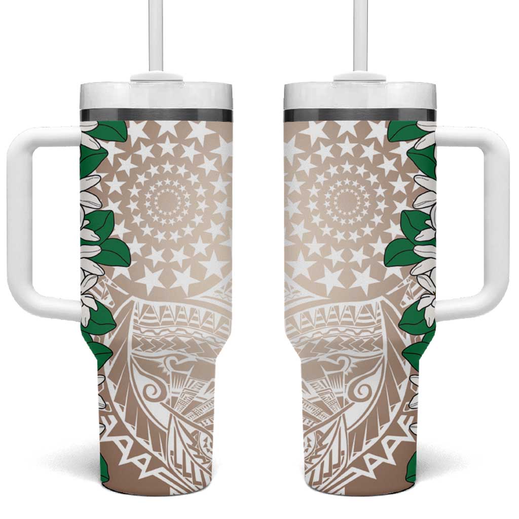 Cook Islands Tiare Maori With Conch Shell Tumbler With Handle 2025 Pasifika Polynesian Tattoo LT14 One Size: 40 oz Brown - Polynesian Pride
