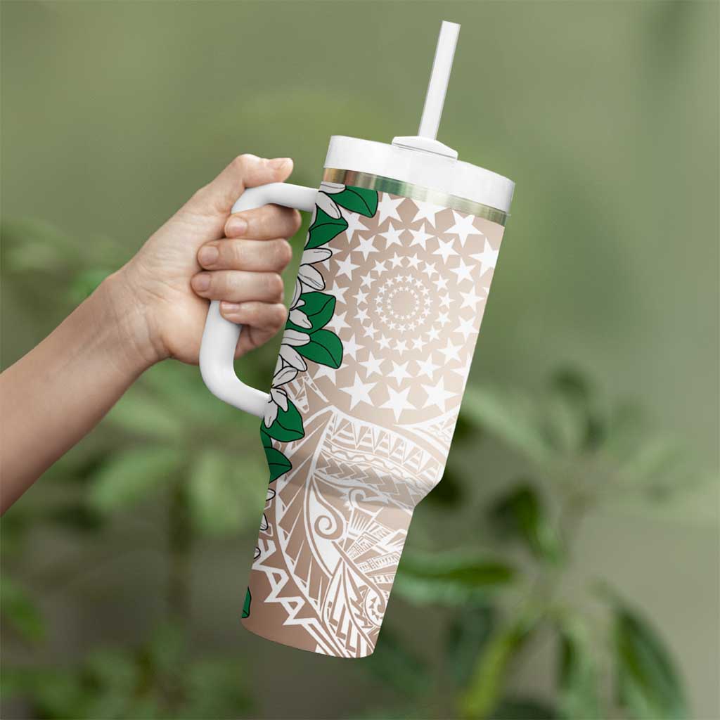 Cook Islands Tiare Maori With Conch Shell Tumbler With Handle 2025 Pasifika Polynesian Tattoo