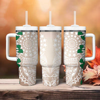 Cook Islands Tiare Maori With Conch Shell Tumbler With Handle 2025 Pasifika Polynesian Tattoo