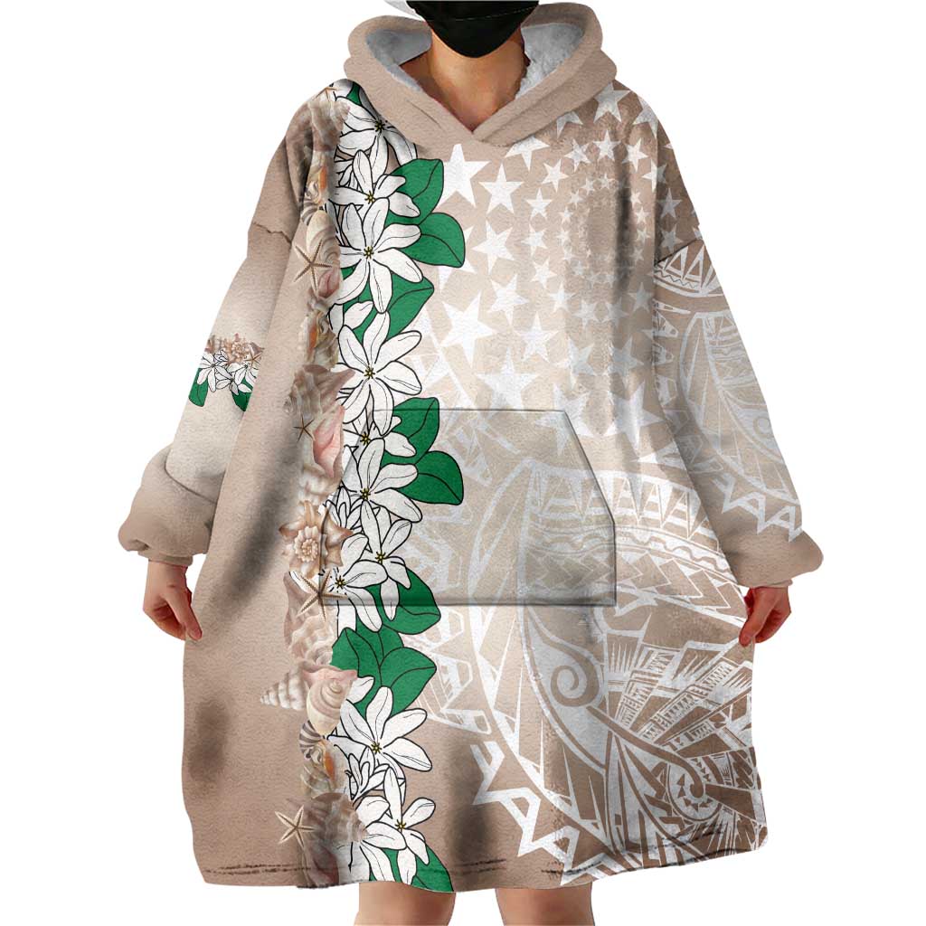 Cook Islands Tiare Maori With Conch Shell Wearable Blanket Hoodie 2025 Pasifika Polynesian Tattoo