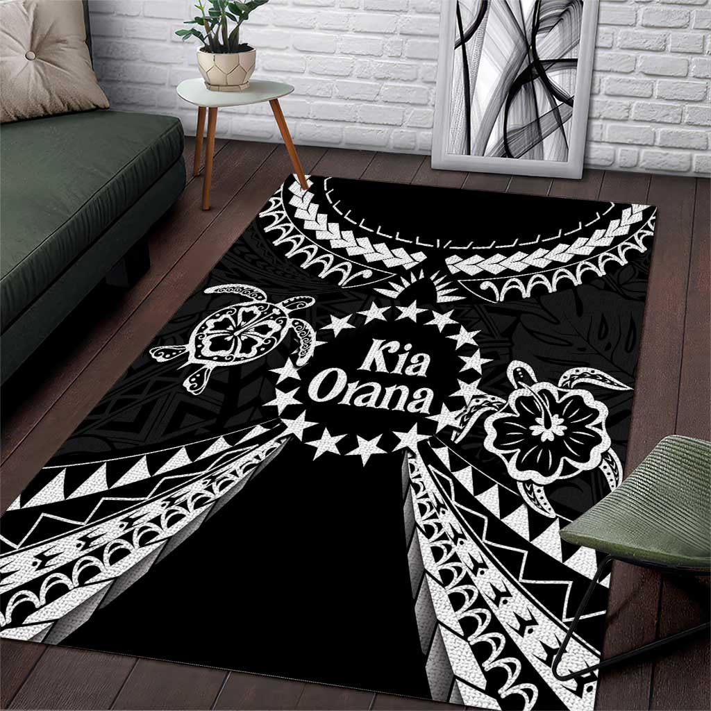 Kia Orana Cook Islands Area Rug 2025 Pasifika Polynesian Turtle Black Color
