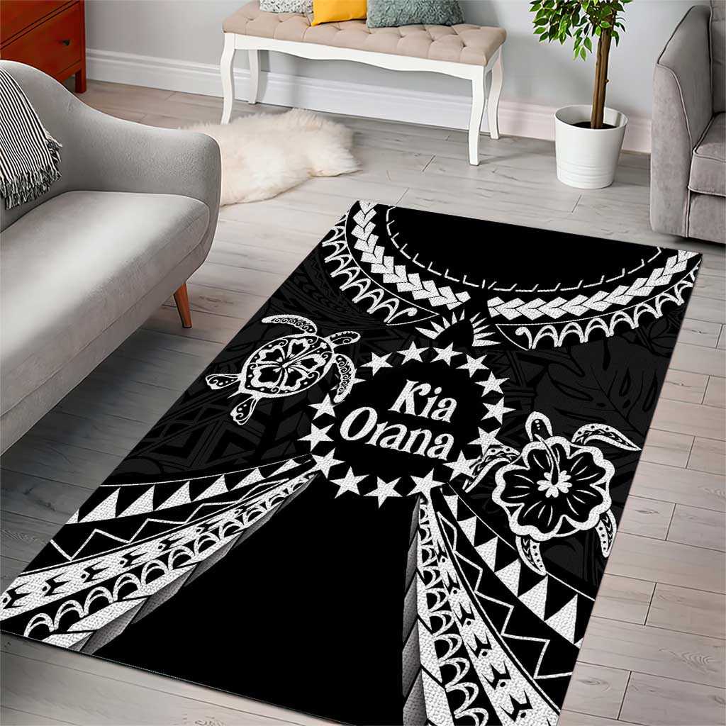 Kia Orana Cook Islands Area Rug 2025 Pasifika Polynesian Turtle Black Color