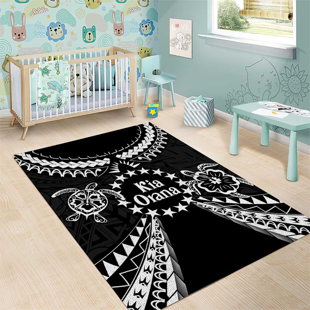 Kia Orana Cook Islands Area Rug 2025 Pasifika Polynesian Turtle Black Color