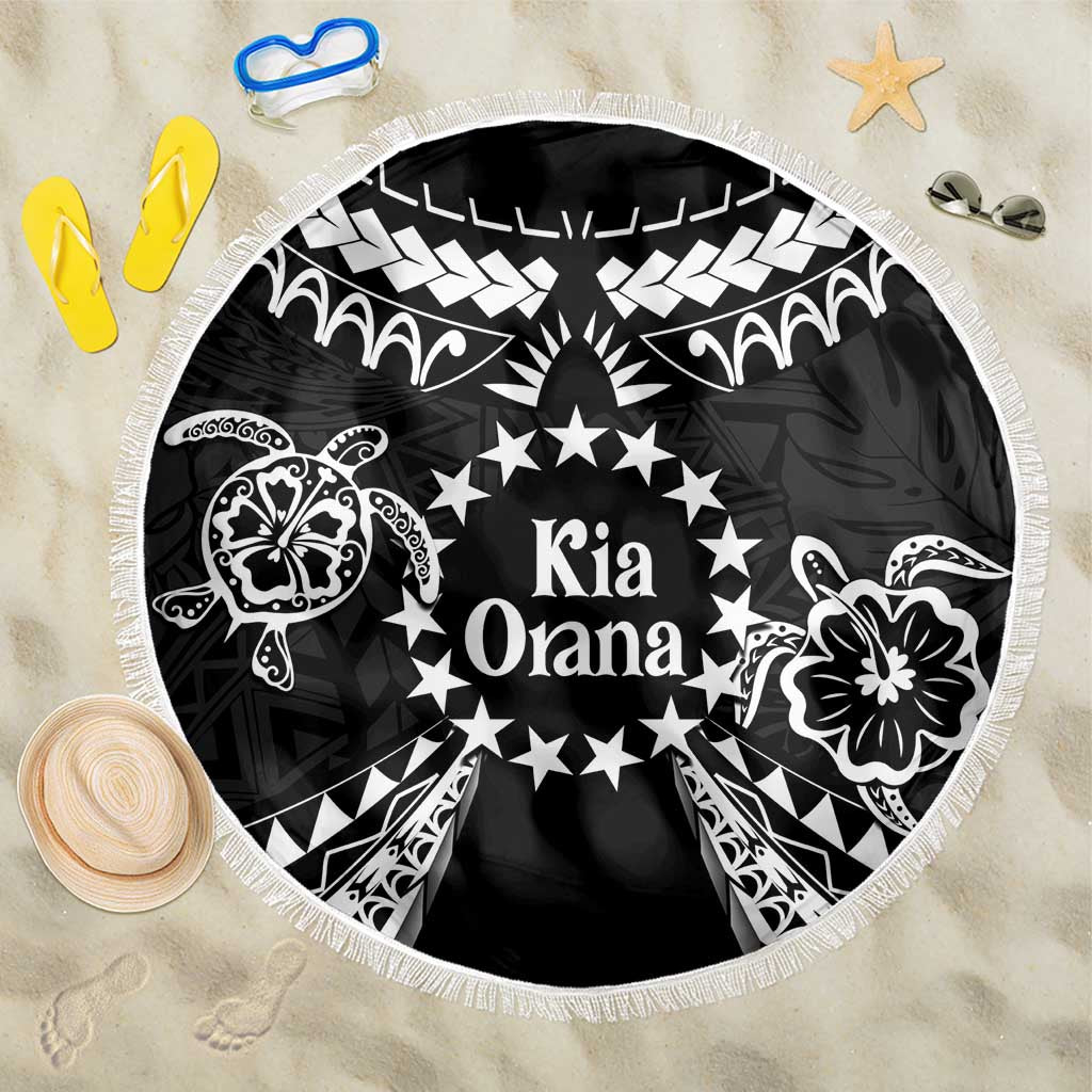 Kia Orana Cook Islands Beach Blanket 2025 Pasifika Polynesian Turtle Black Color LT14 One Size 150cm Black - Polynesian Pride