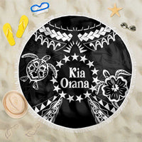 Kia Orana Cook Islands Beach Blanket 2025 Pasifika Polynesian Turtle Black Color LT14 One Size 150cm Black - Polynesian Pride