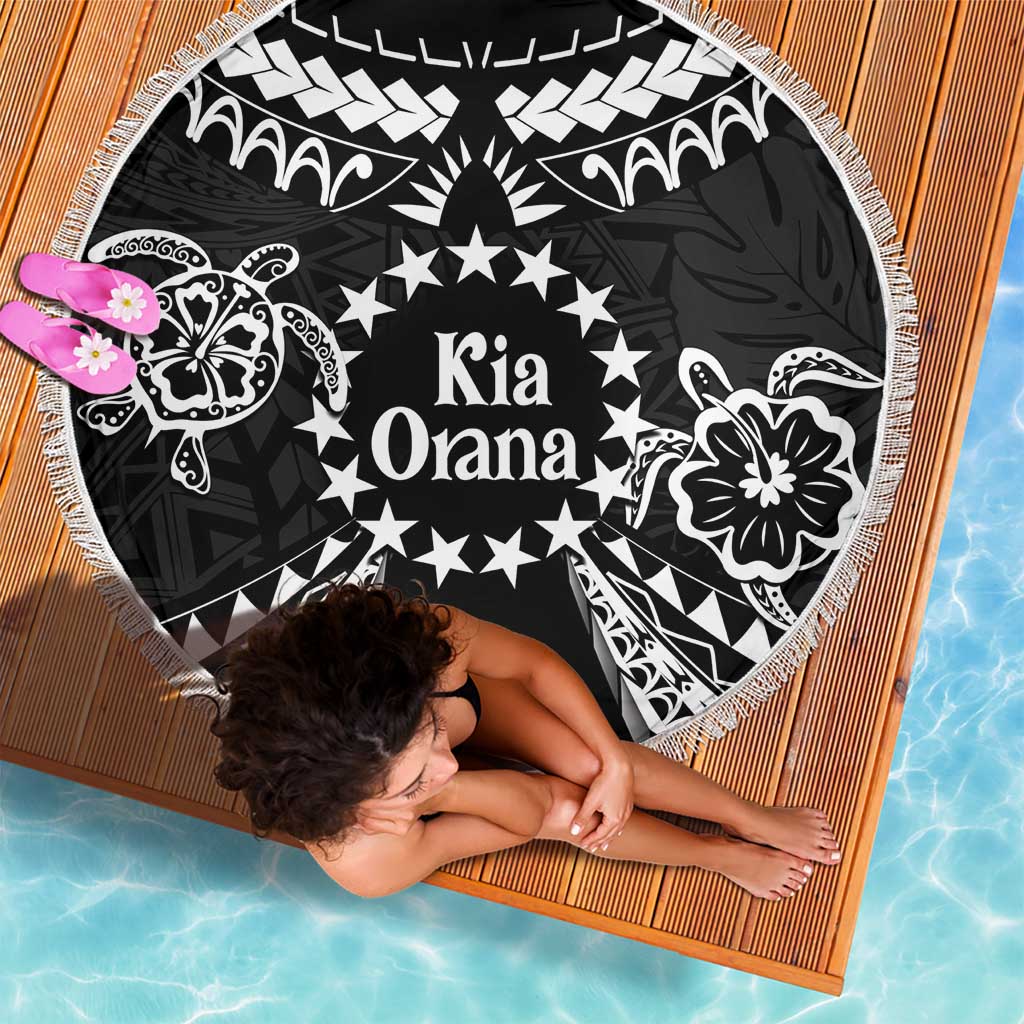Kia Orana Cook Islands Beach Blanket 2025 Pasifika Polynesian Turtle Black Color LT14 - Polynesian Pride