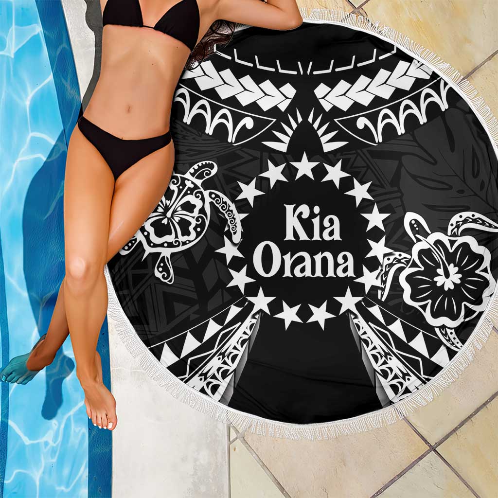 Kia Orana Cook Islands Beach Blanket 2025 Pasifika Polynesian Turtle Black Color LT14 - Polynesian Pride