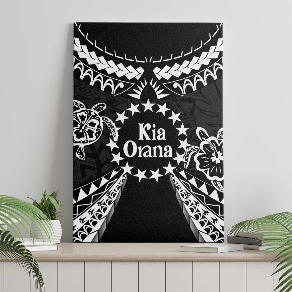 Kia Orana Cook Islands Canvas Wall Art 2025 Pasifika Polynesian Turtle Black Color LT14 - Polynesian Pride