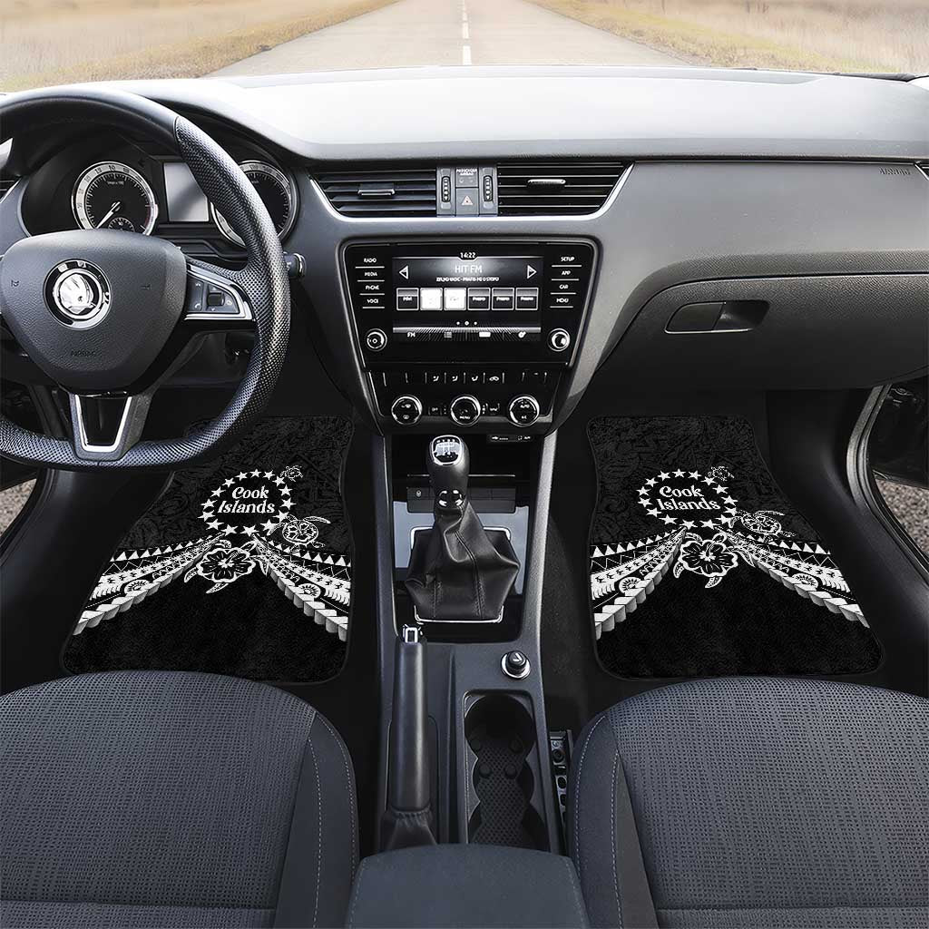 Kia Orana Cook Islands Car Mats 2025 Pasifika Polynesian Turtle Black Color LT14 Set 2pcs - Front Black - Polynesian Pride