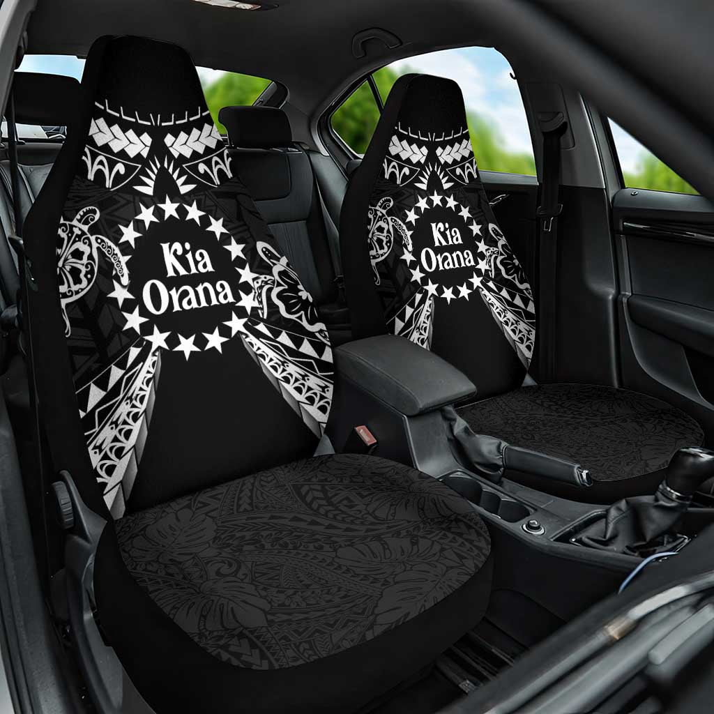 Kia Orana Cook Islands Car Seat Cover 2025 Pasifika Polynesian Turtle Black Color