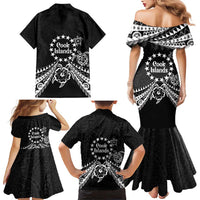 Kia Orana Cook Islands Family Matching Mermaid Dress and Hawaiian Shirt 2025 Pasifika Polynesian Turtle Black Color