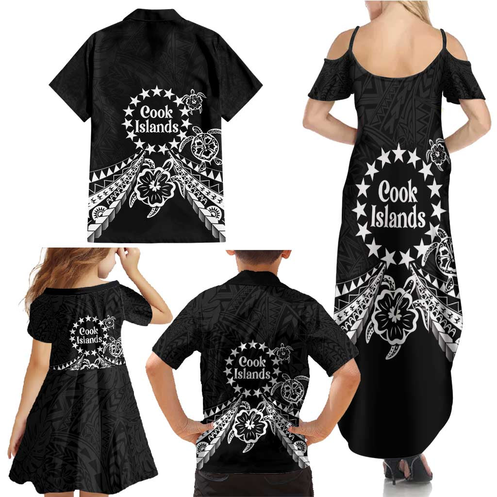 Kia Orana Cook Islands Family Matching Summer Maxi Dress and Hawaiian Shirt 2025 Pasifika Polynesian Turtle Black Color