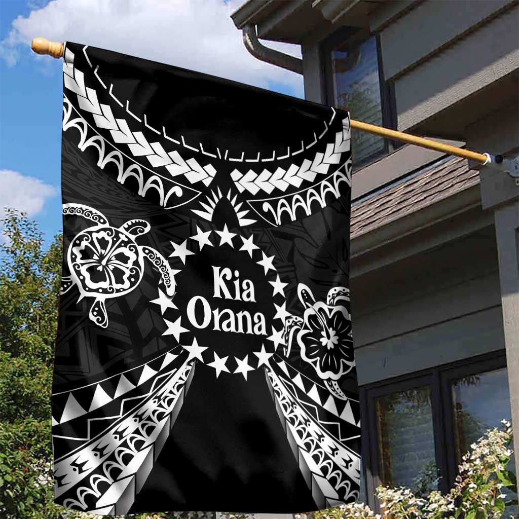 Kia Orana Cook Islands Garden Flag 2025 Pasifika Polynesian Turtle Black Color LT14 - Polynesian Pride