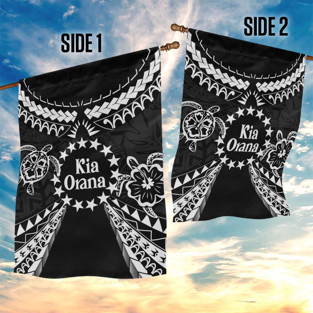 Kia Orana Cook Islands Garden Flag 2025 Pasifika Polynesian Turtle Black Color LT14 - Polynesian Pride