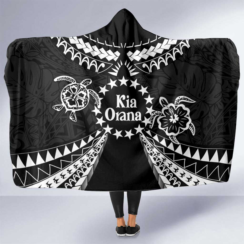 Kia Orana Cook Islands Hooded Blanket 2025 Pasifika Polynesian Turtle Black Color LT14 One Size Black - Polynesian Pride